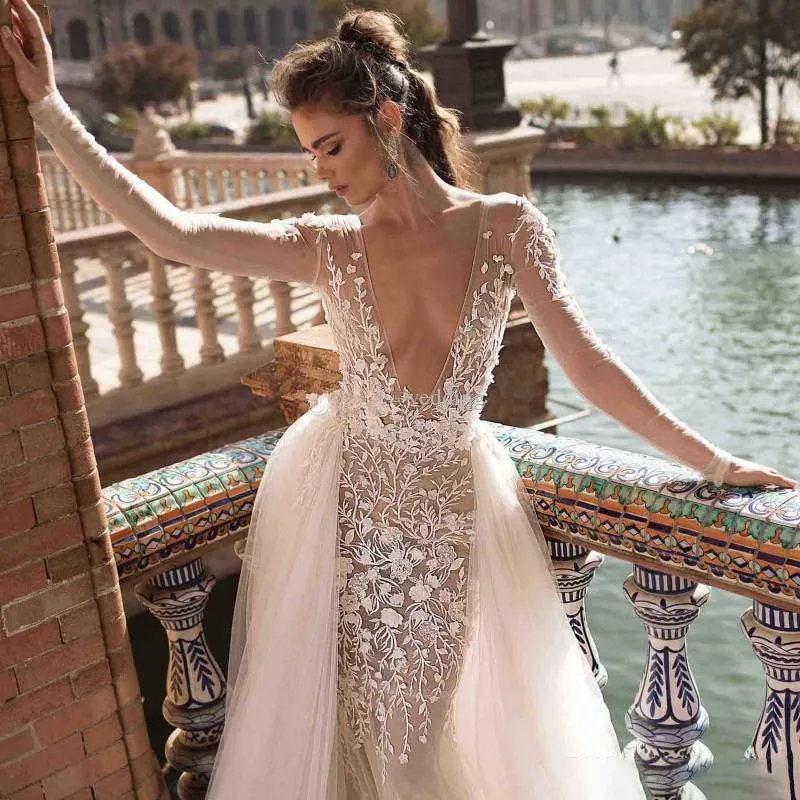 Backless Beach Bohemian Mermaid Wedding Dresses