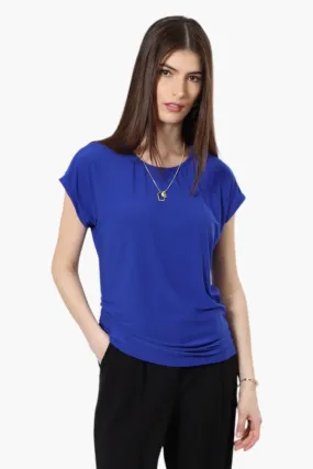 Beechers Brook Cap Sleeve Necklace Blouse - Blue