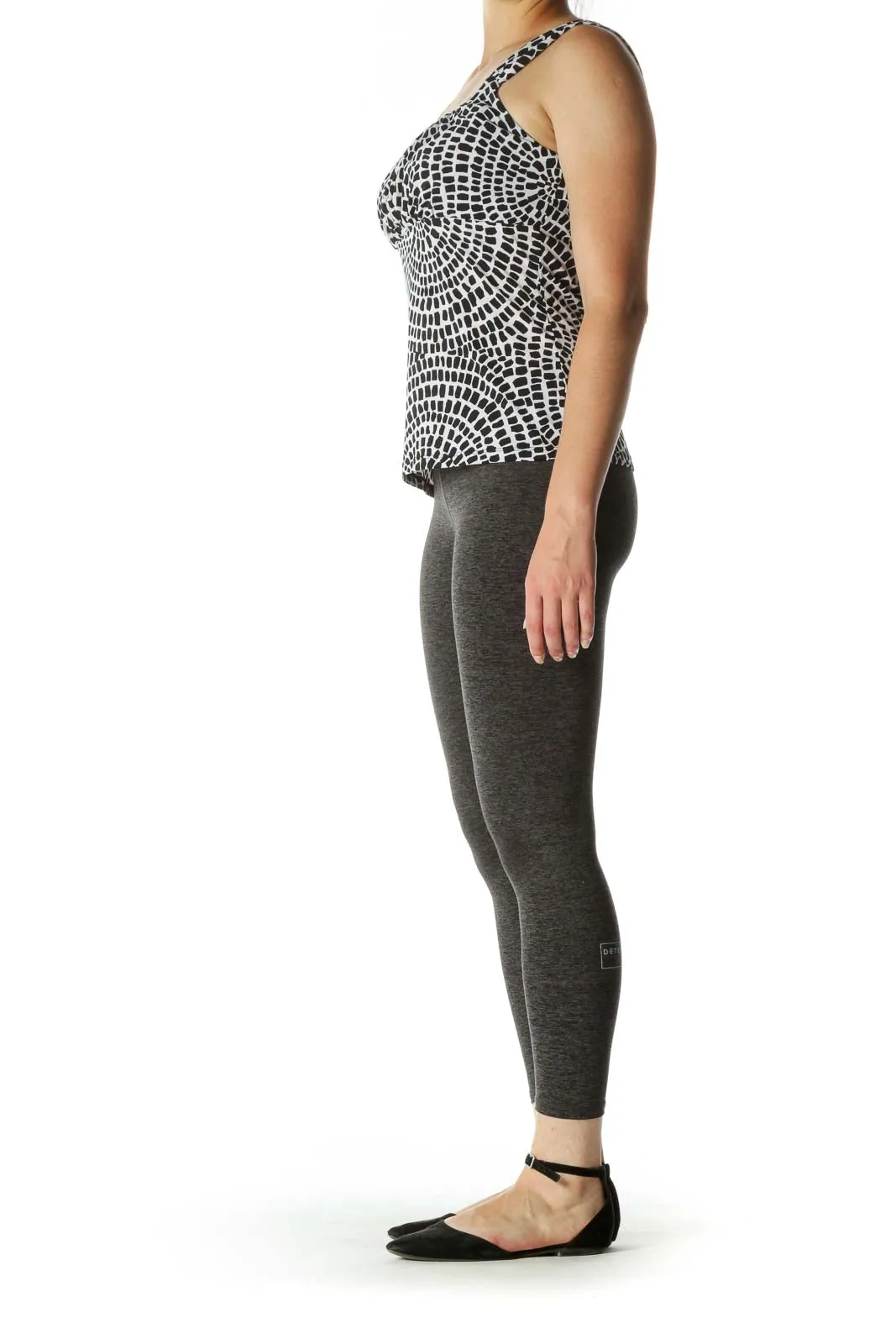 Black & White Pattern Ruched Tank Top