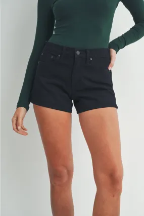 Black Classic Clean Stretch Denim Shorts