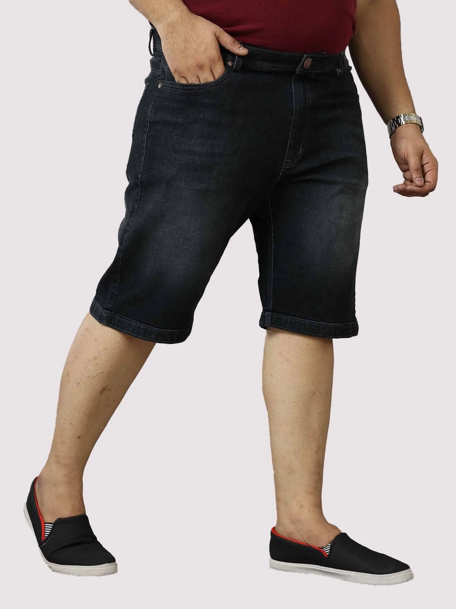 Black Denim Shorts Men's Plus Size