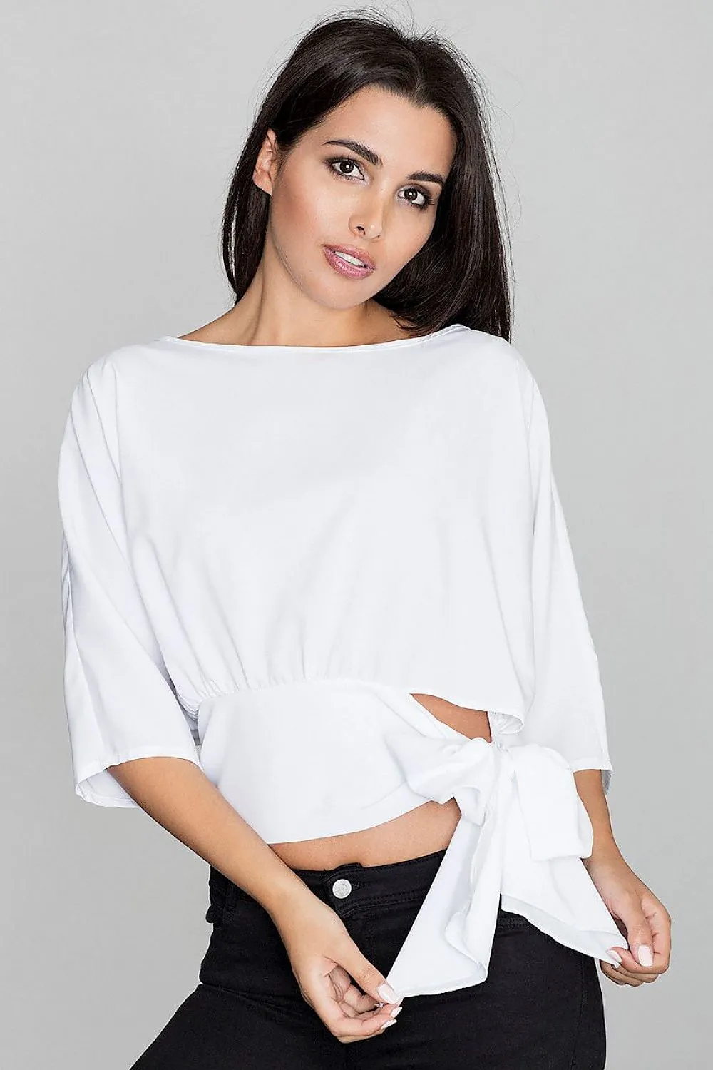 Blouse In Airy Fabric With A Tie At The Waist  Figl