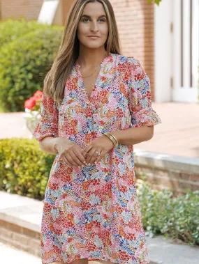 Bohemian Blossom Flutter Sleeve Mini Dress