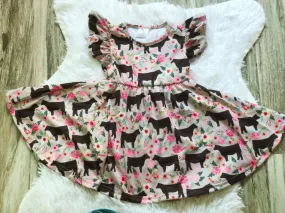 Boho Steer Cow Twirl Dresses