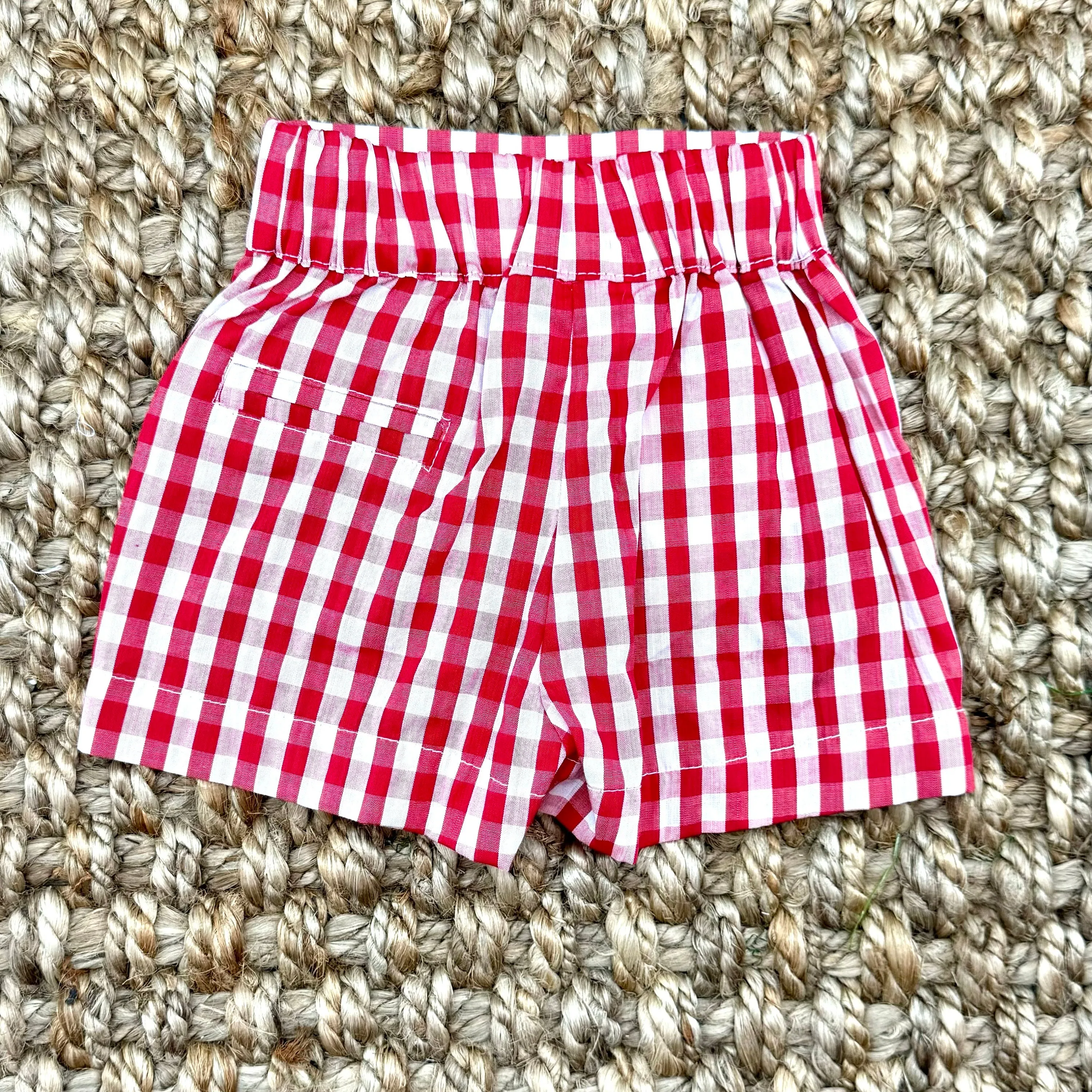 Boy's Shorts in Red Gingham with Pockets