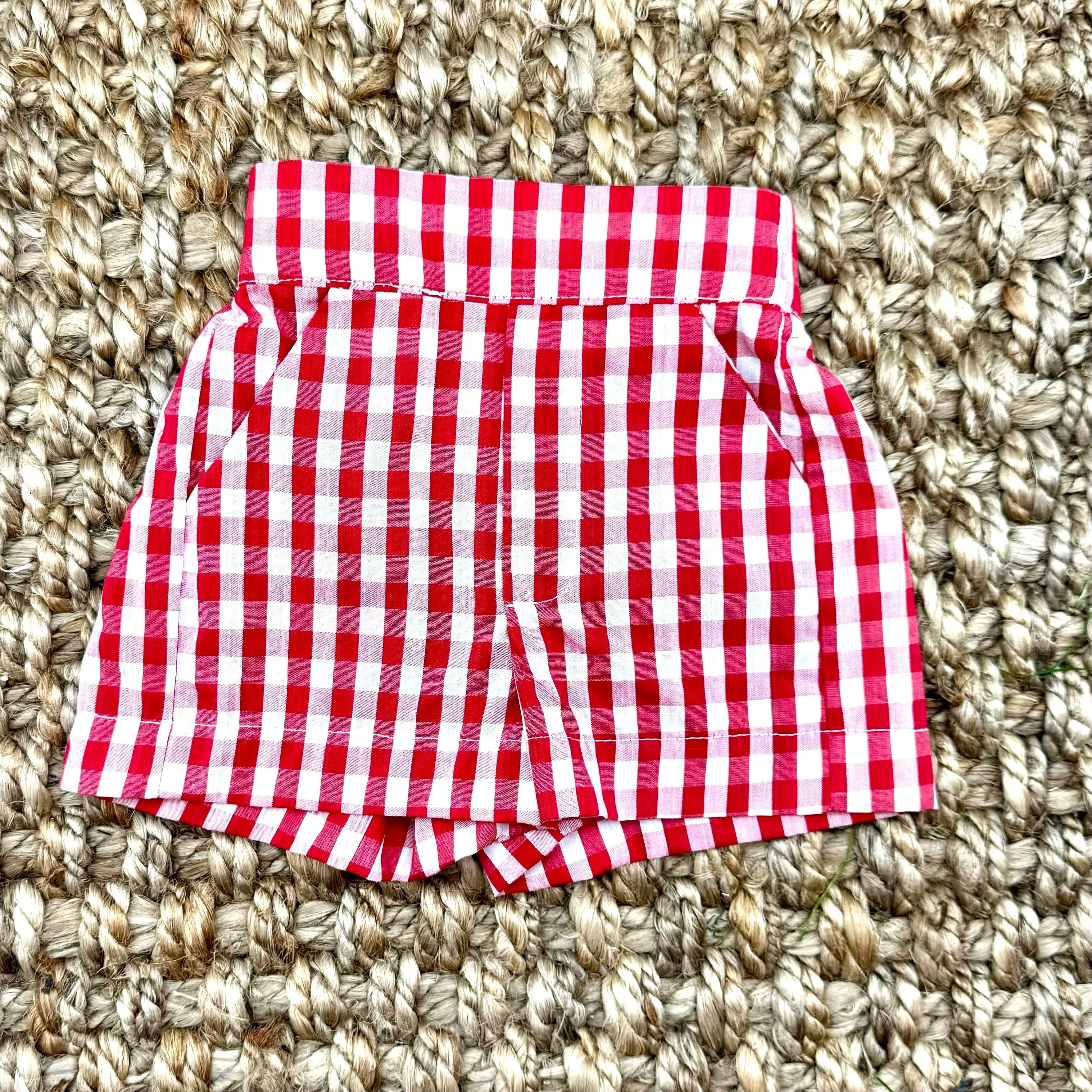 Boy's Shorts in Red Gingham with Pockets