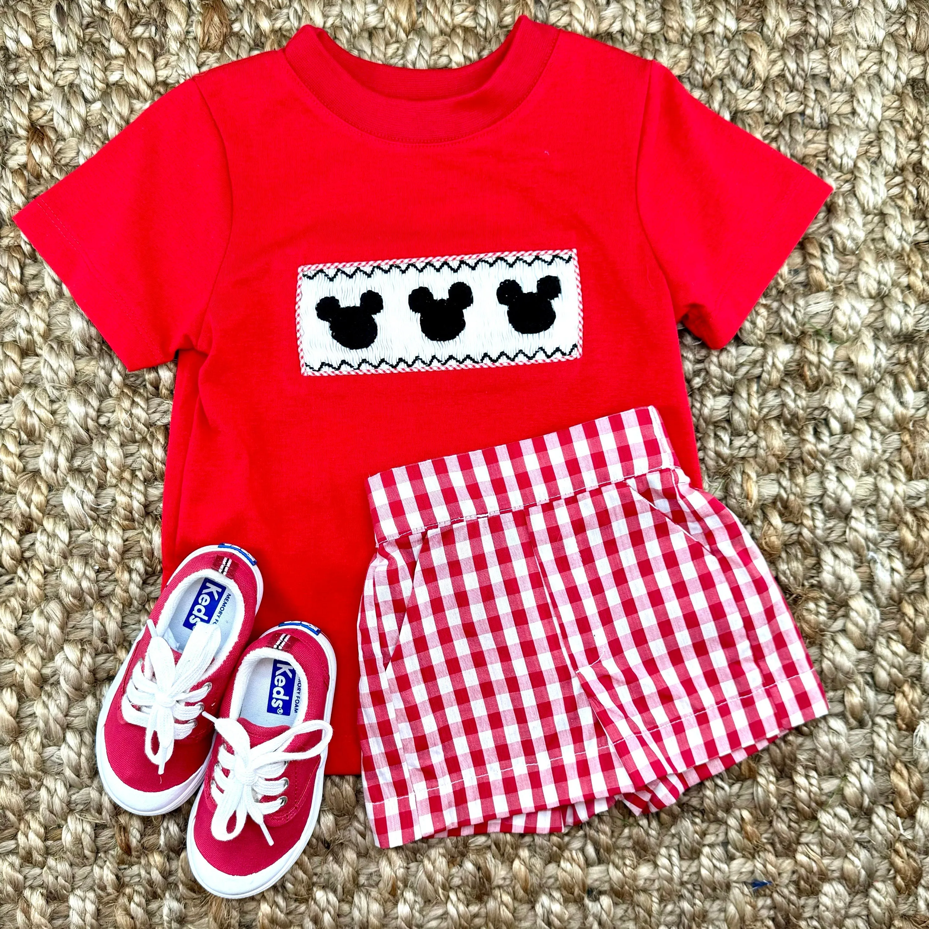 Boy's Shorts in Red Gingham with Pockets