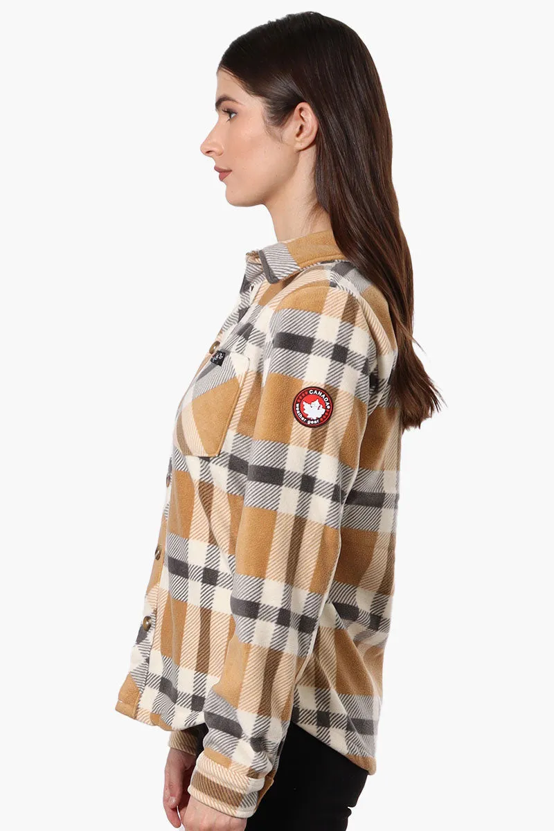 Canada Weather Gear Fleece Plaid Button Up Shirt - Beige