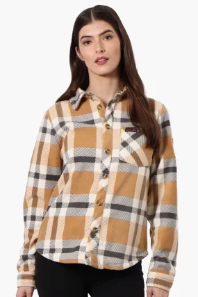 Canada Weather Gear Fleece Plaid Button Up Shirt - Beige