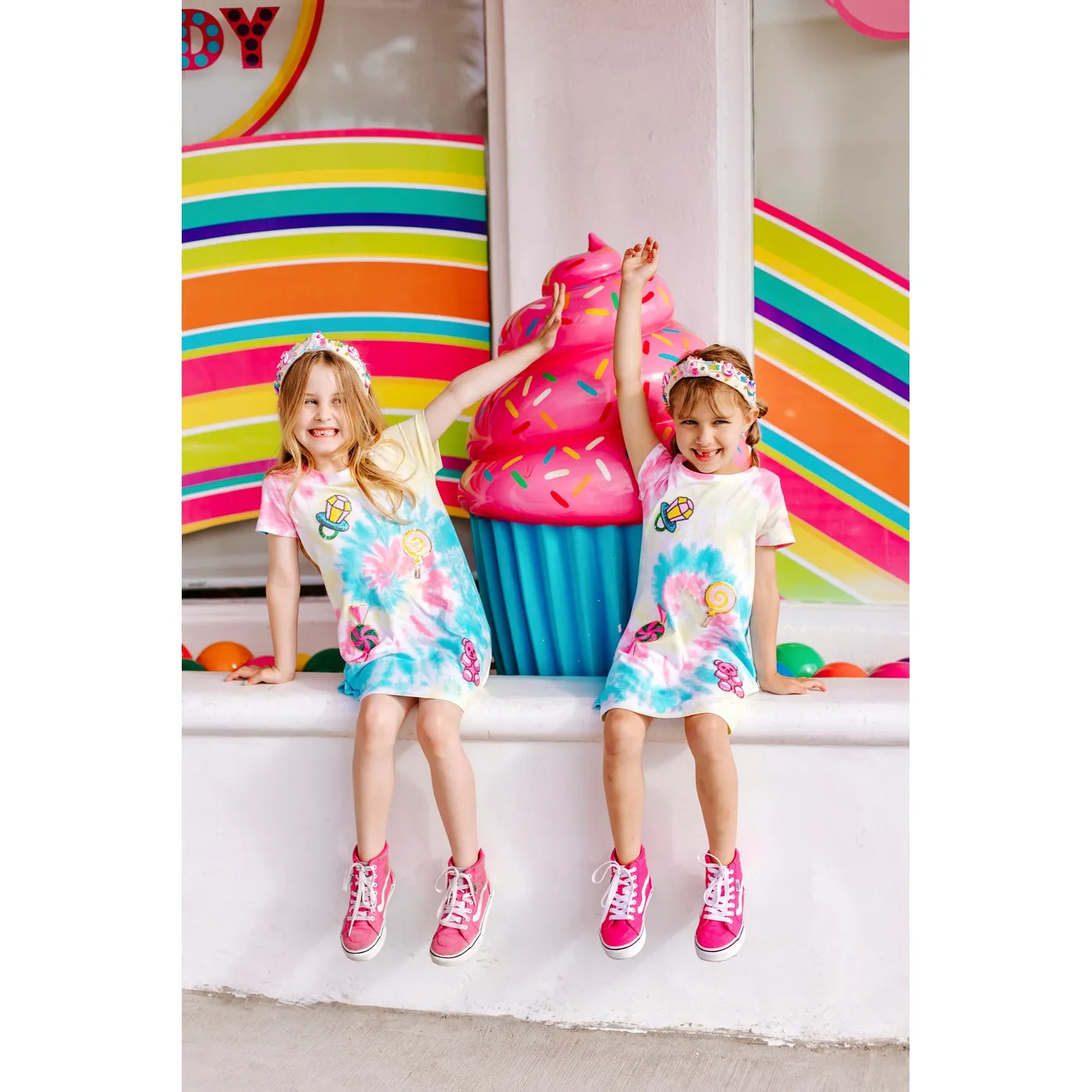 Candyland Sequin Patch Tie-Dye Dress