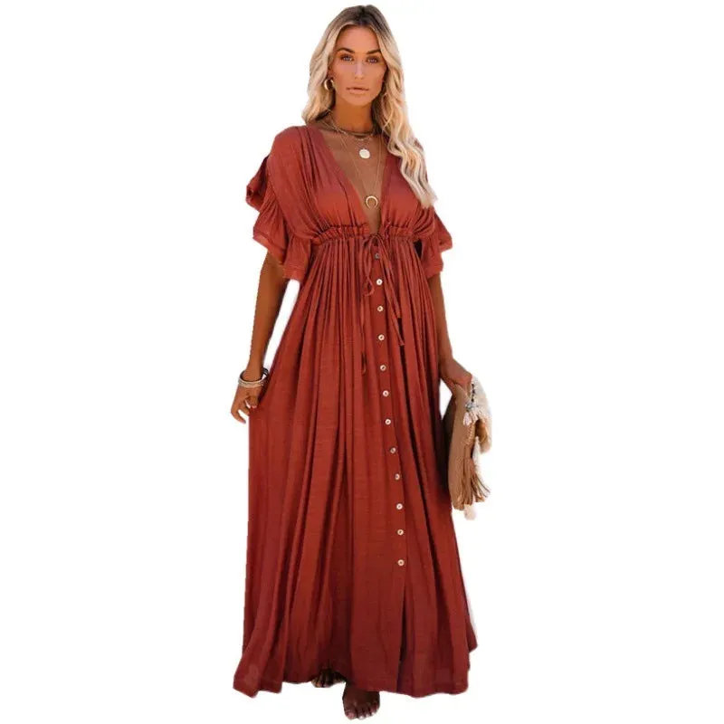 DressBetty - 2024 Elegant V-neck Maternity Boho Dress for Photoshoot