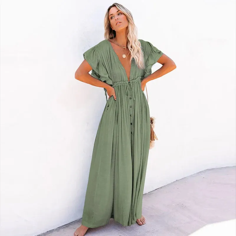 DressBetty - 2024 Elegant V-neck Maternity Boho Dress for Photoshoot