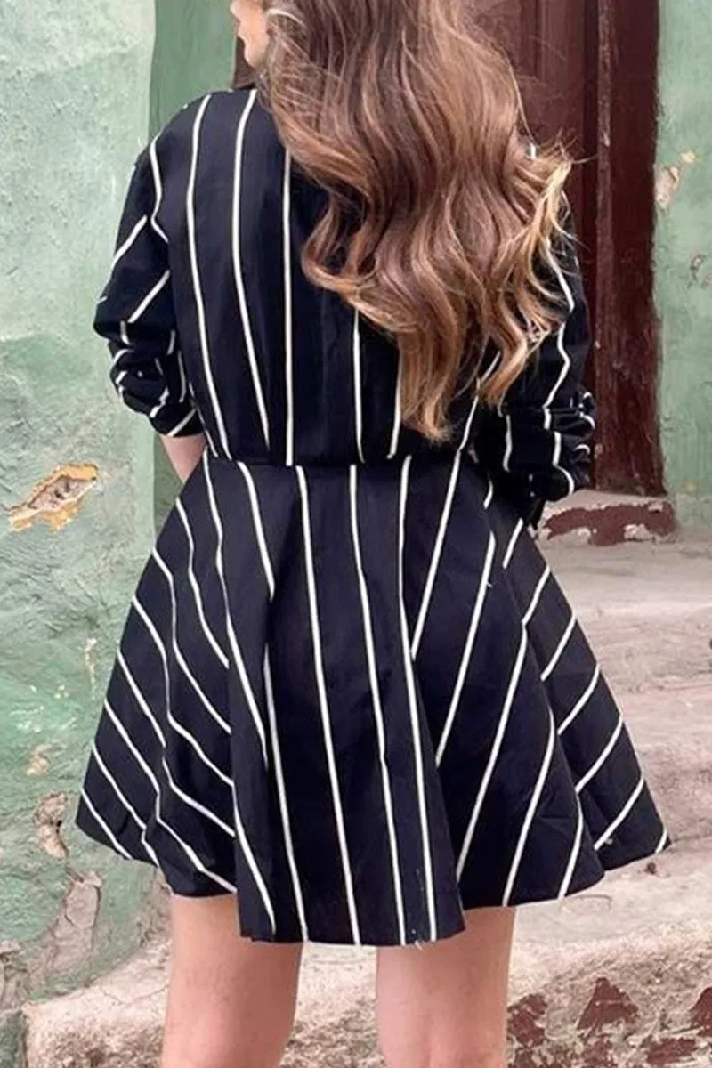 Elegant Striped Make Old Shirt Collar A Line Dresses