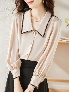 Elva Casual Doll Collar Blouse-Pink