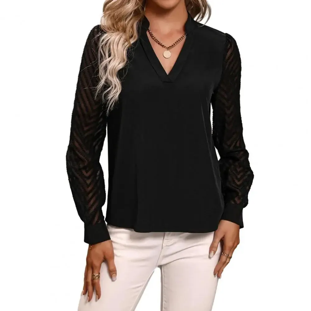 Fall Women Shirt Stand Collar Long Sleeve Loose Pullover Soft Blouse