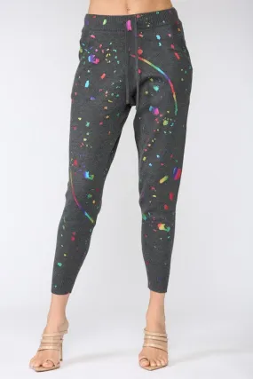 FATE FOIL PAINT SPLATTER KNITTED JOGGER PANTS - CHARCOAL