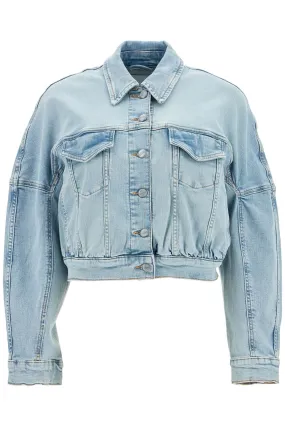 Ganni Stretch Denim Bomber Jacket In 8