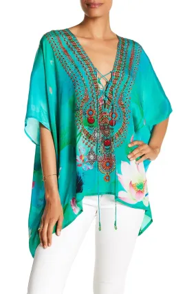 green caftan Tops floral print