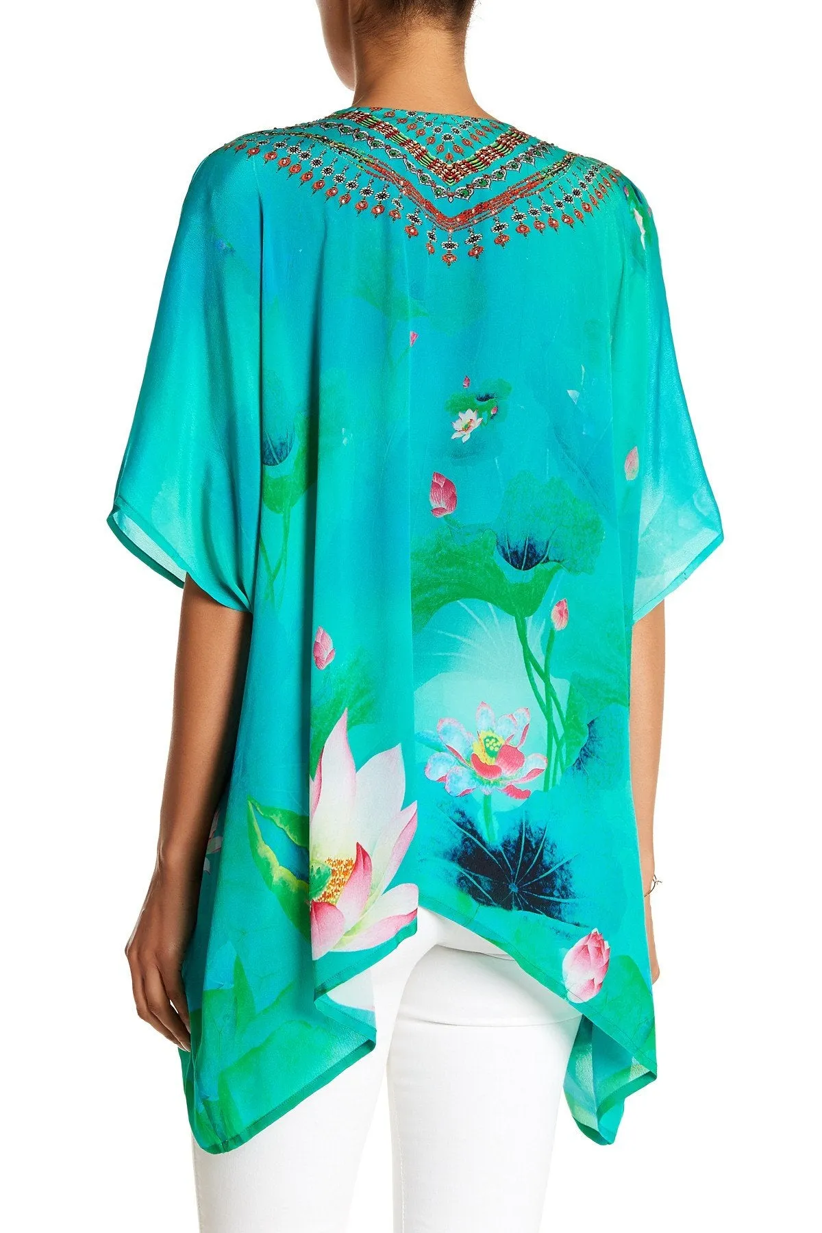 green caftan Tops floral print