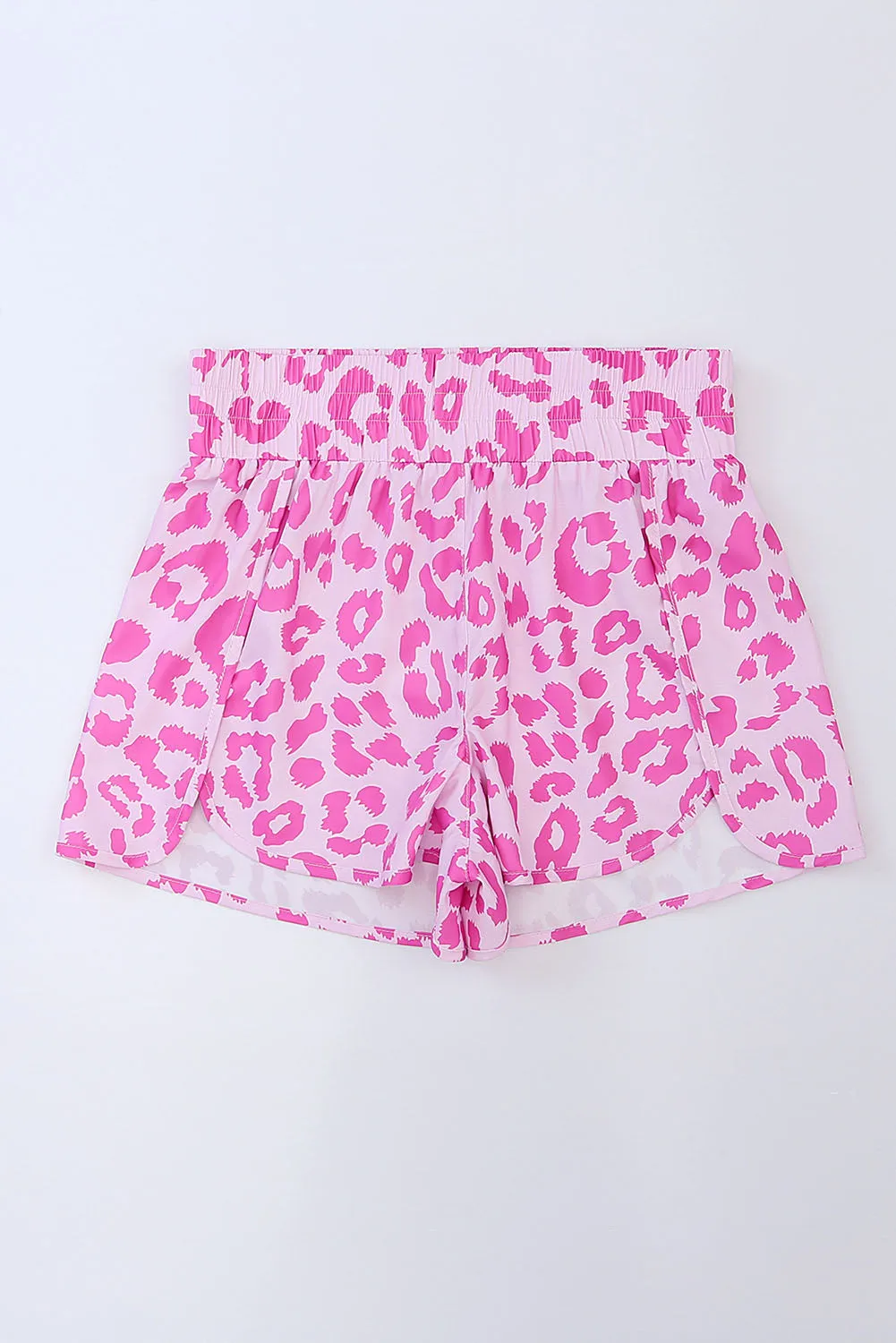 Happy Vibes Leopard Elastic Waist Shorts