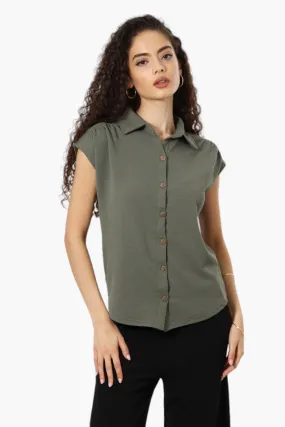 Impress Short Sleeve Button Down Shirt - Olive