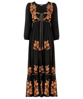 Joe Browns 16 Black Sensational Embroidered Boho Dress