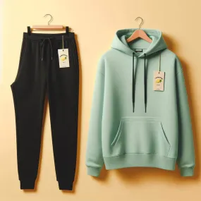 Lemon Tart Mens Plain Hoodie and Jogger Pants Set - LTMPHJPS1 - Mint Green Black