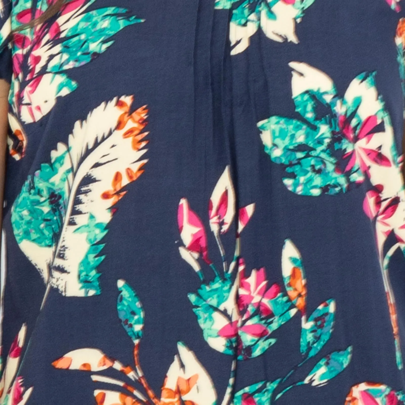 M&S Per Una Navy Floral Short Sleeve Summer Tops