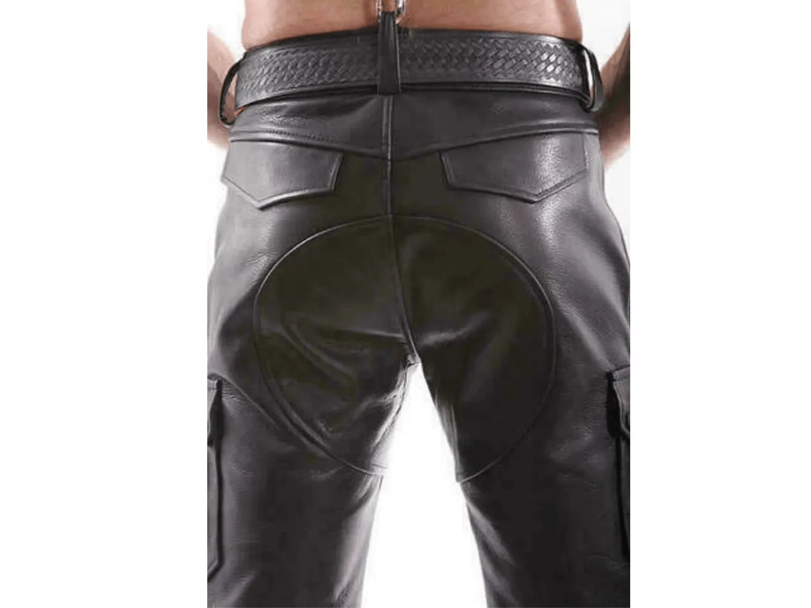 Mens Leather Cargo Shorts