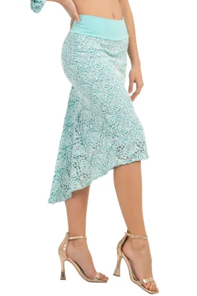 Mint Floral Lace Fishtail Skirt