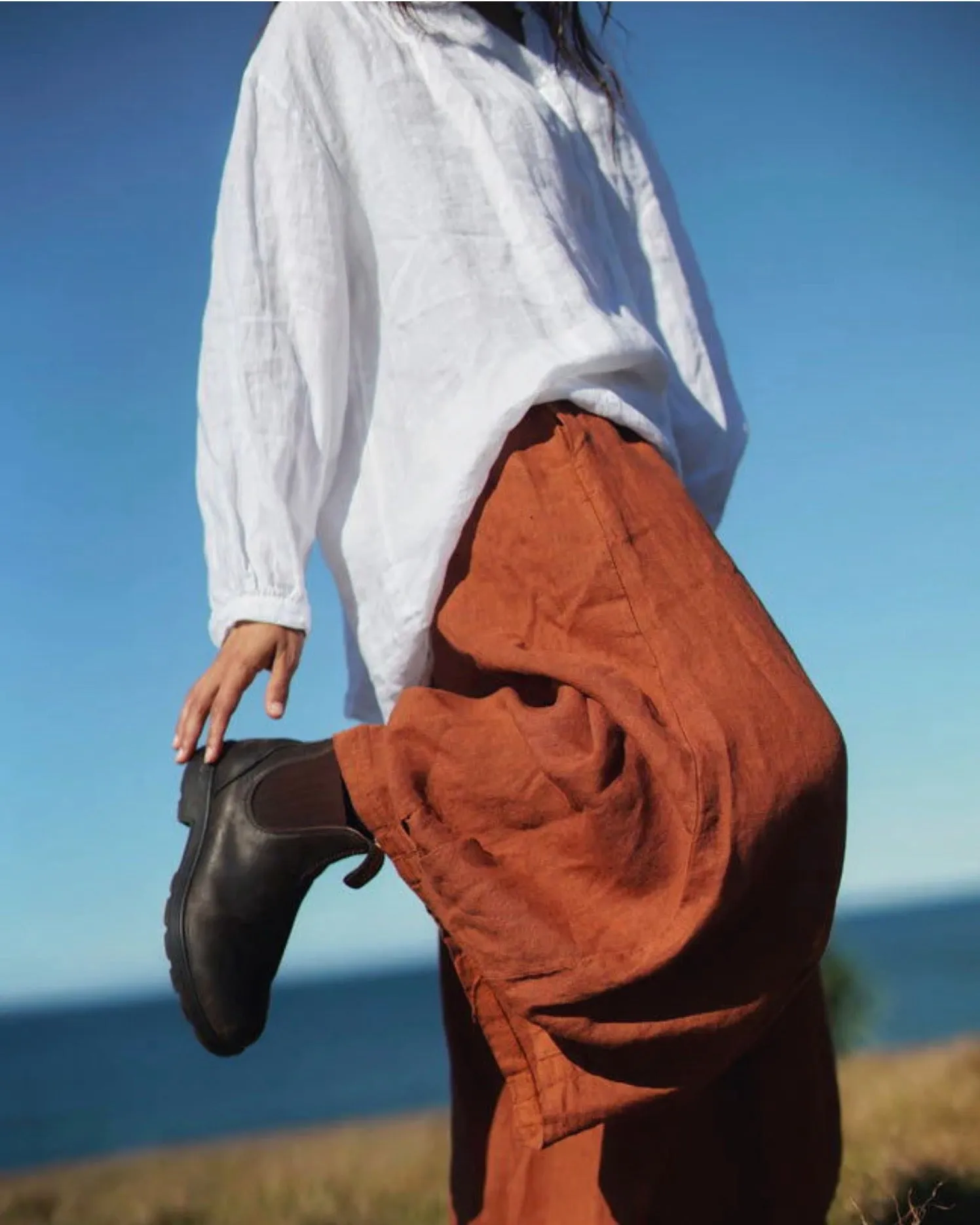 Montaigne Eadie Linen Pant with Gathering Detail