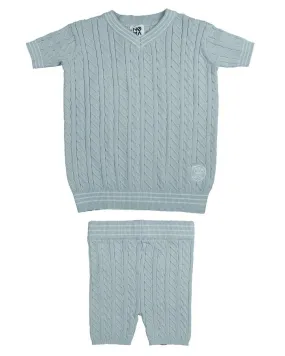 Noma Light Blue Cabled Knit 2PC