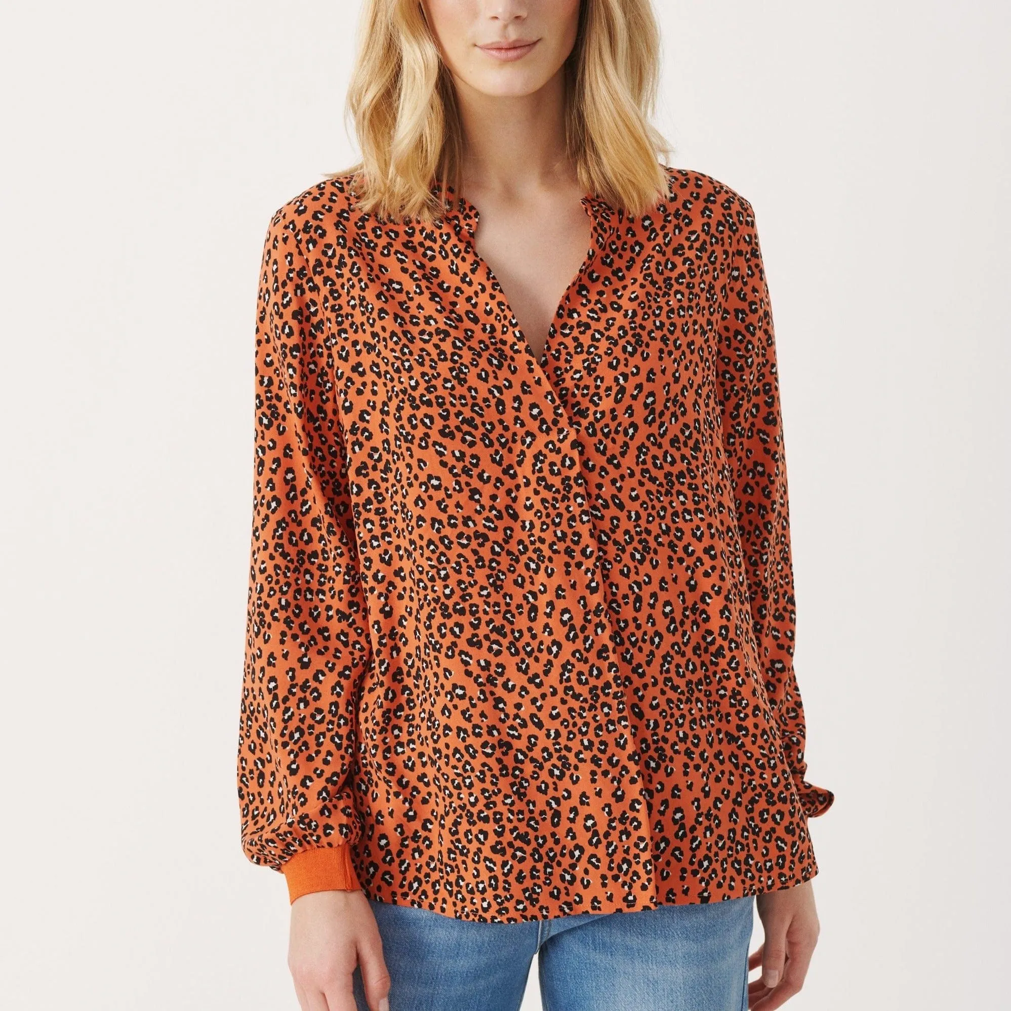 Part Two Tonnie Woven Top Koi Leo Print