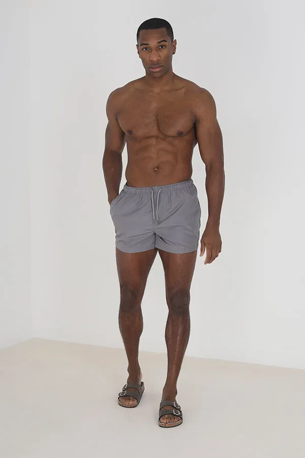 PLAIN GREY ELASTICATED WAIST SWIMSHORTS