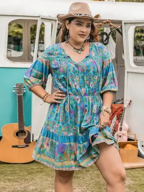 Plus Size Boho Mini Beach Dress