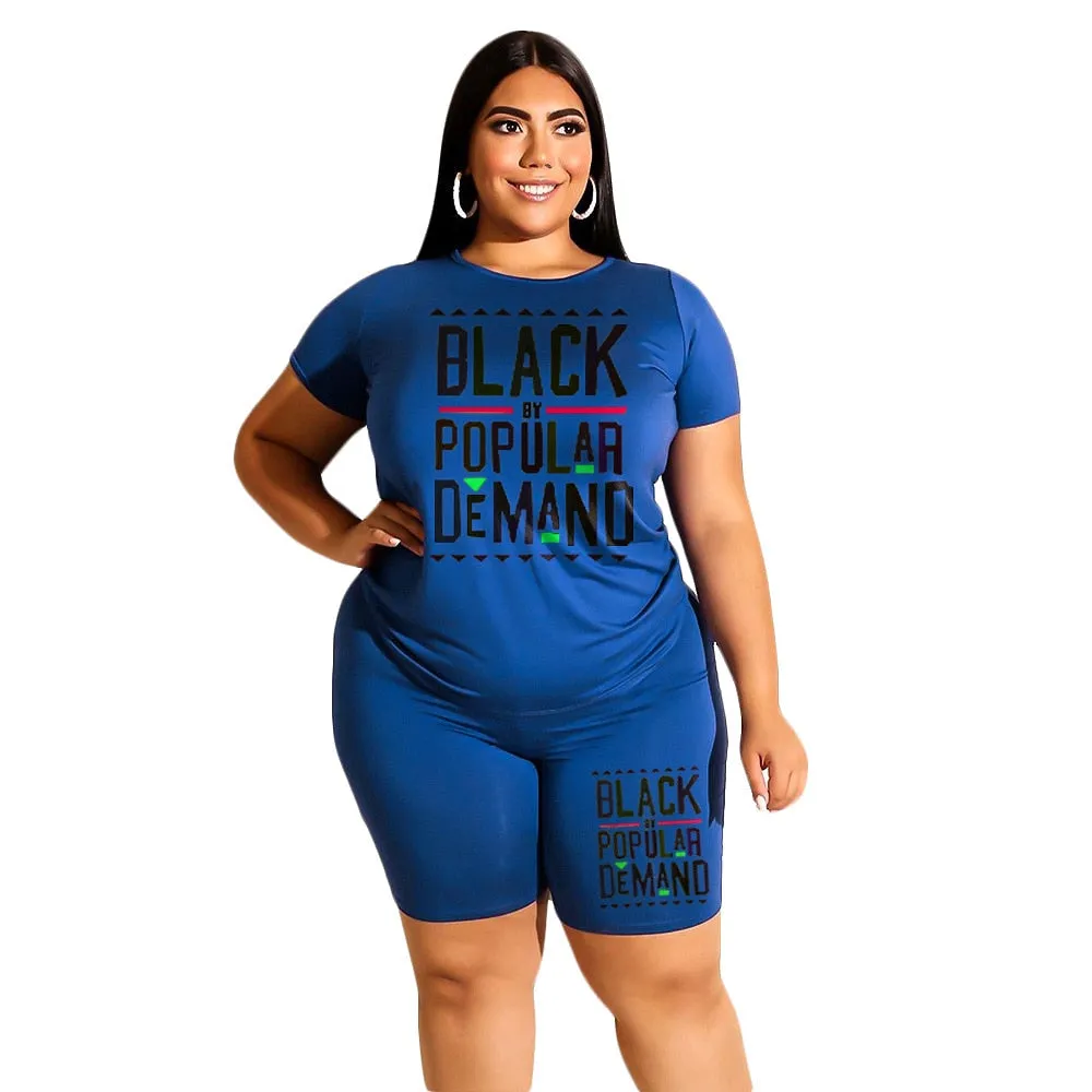 Plus Size Two Piece T Shirt and Short Matching Set