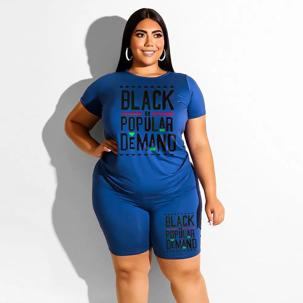 Plus Size Two Piece T Shirt and Short Matching Set