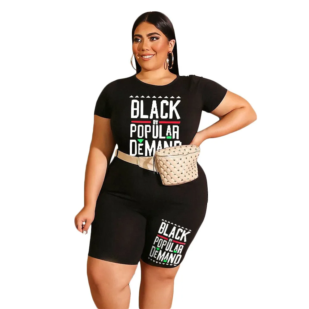 Plus Size Two Piece T Shirt and Short Matching Set