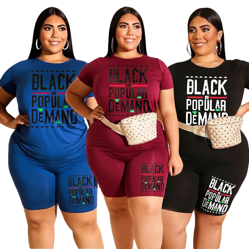 Plus Size Two Piece T Shirt and Short Matching Set