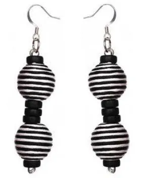 Pom Boho Chic Earrings (Zebra Stripe)