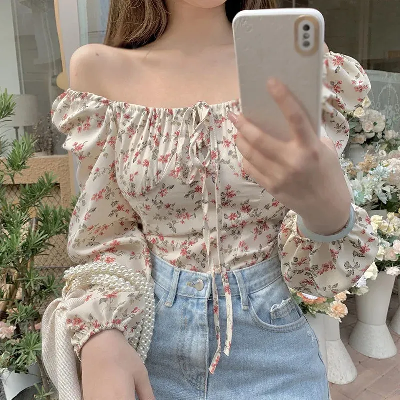 Pure Color Kawaii Chiffon Slim Crop Tees Blouse