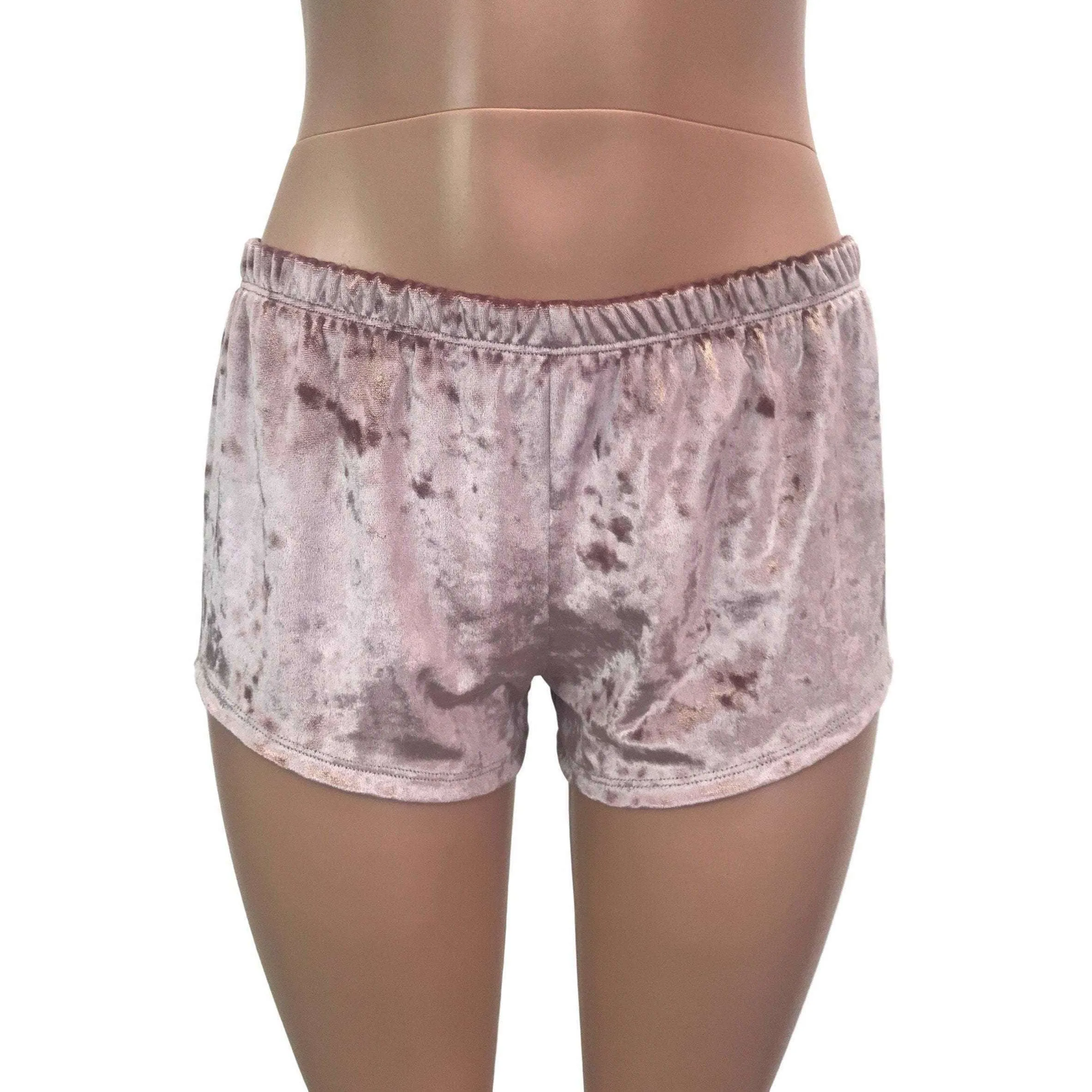 Rave Shorts - Dusty Pink Crushed Velvet