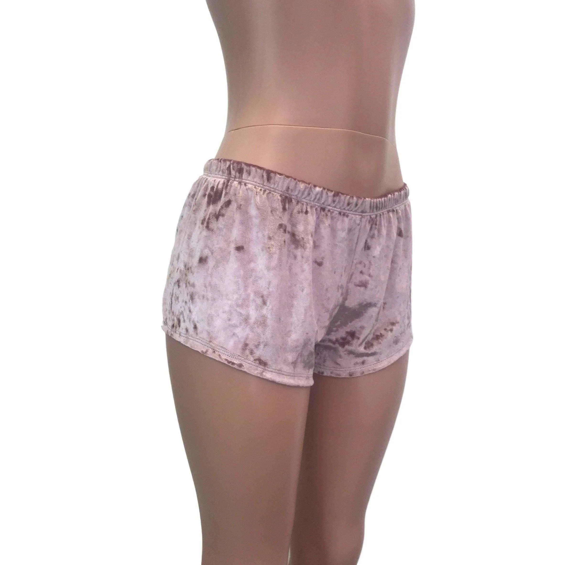 Rave Shorts - Dusty Pink Crushed Velvet