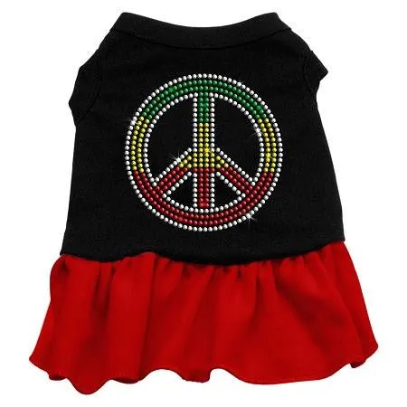 Rhinestone Rasta Peace Dress Black with Red XS (8)