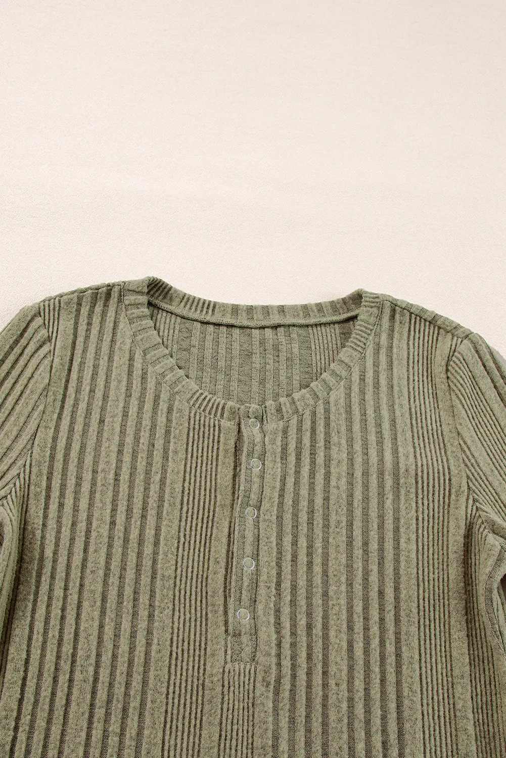 Ribbed Knit Half Slim Fit Blouse