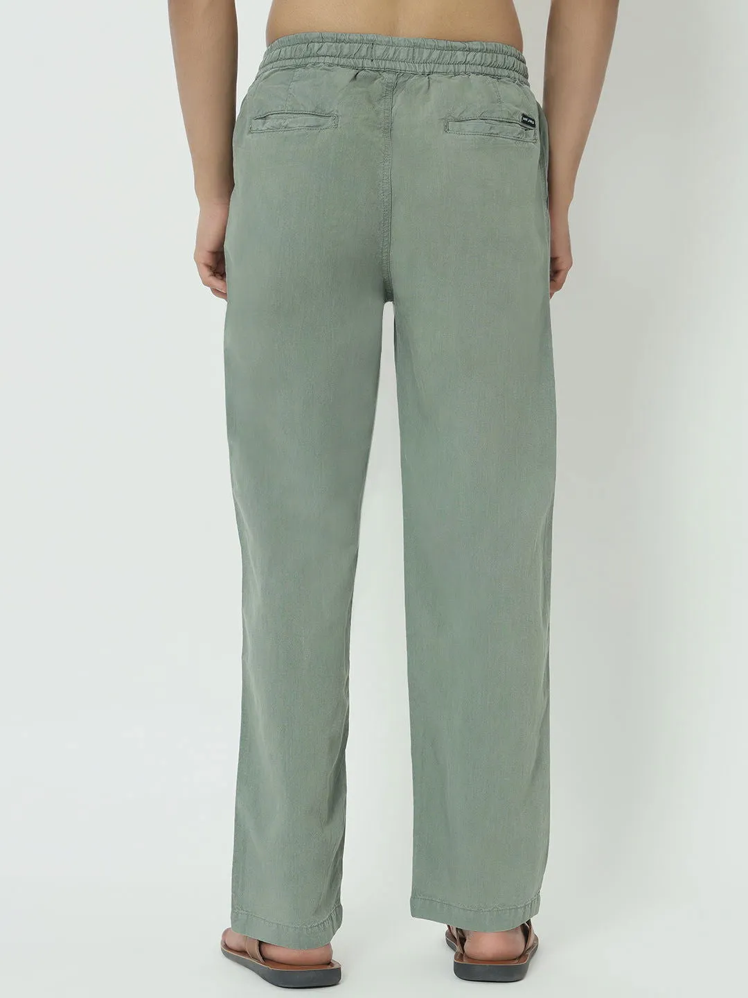 (SAINTJONES-GREEN LINEN PANTS