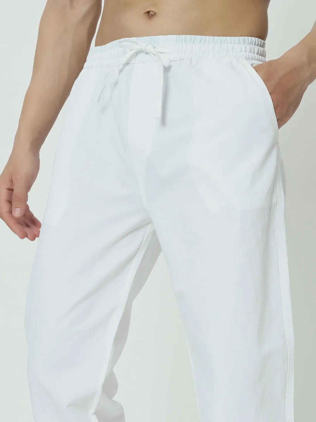 SAINTJONES-WHITE LINEN PANTS