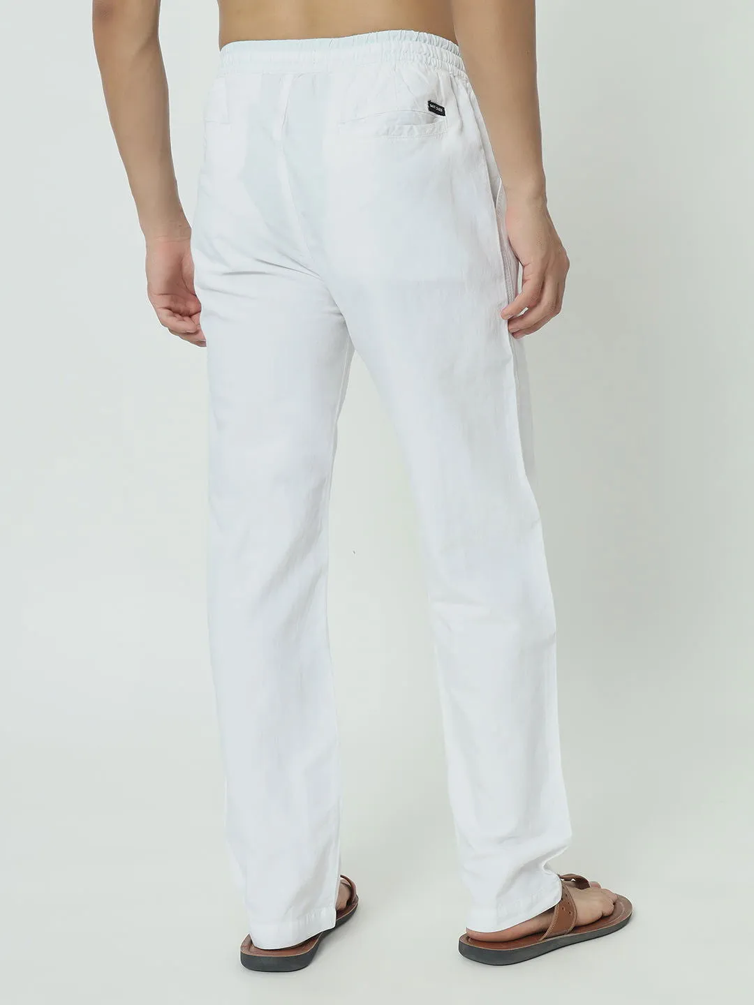 SAINTJONES-WHITE LINEN PANTS