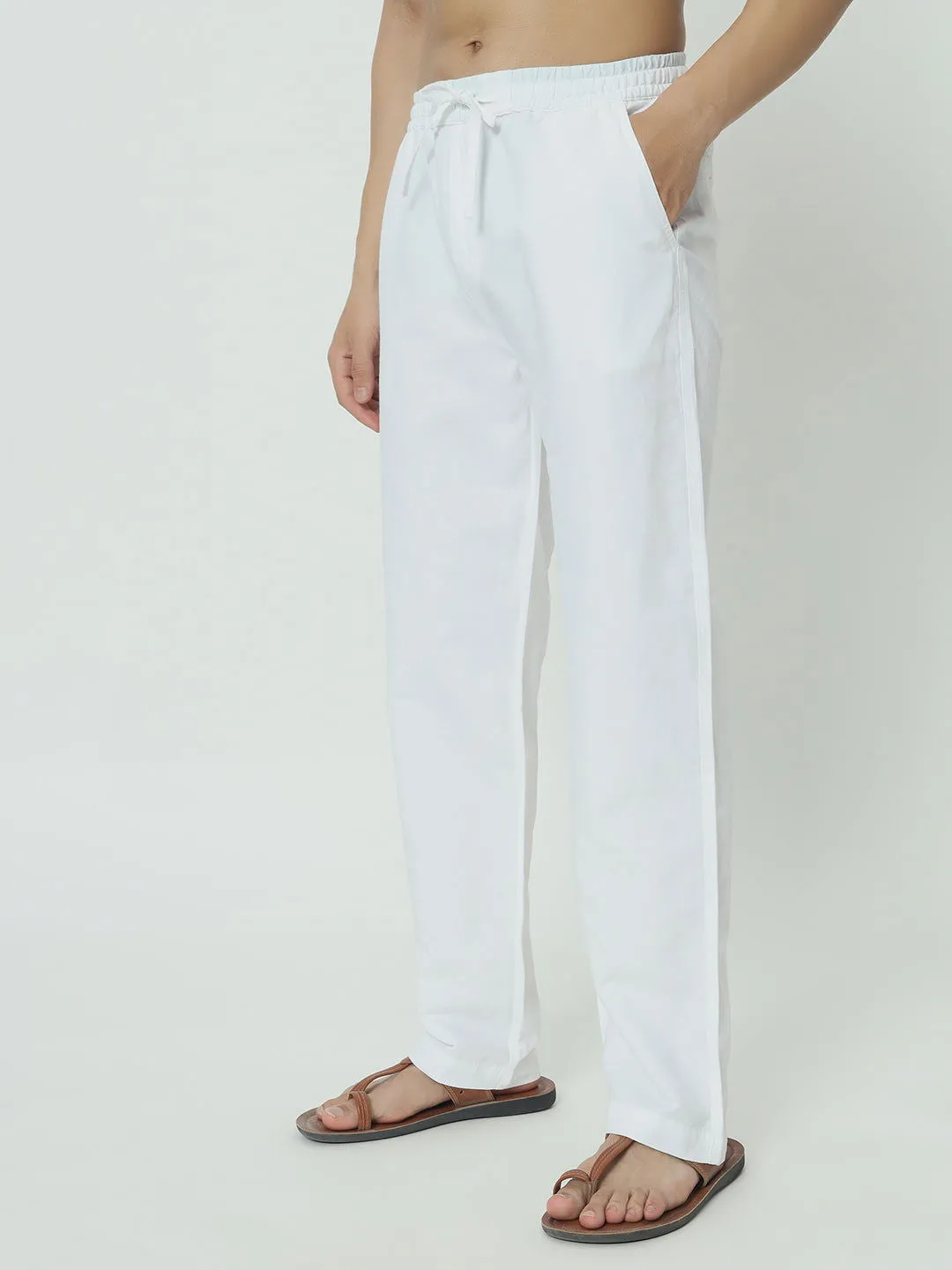 SAINTJONES-WHITE LINEN PANTS