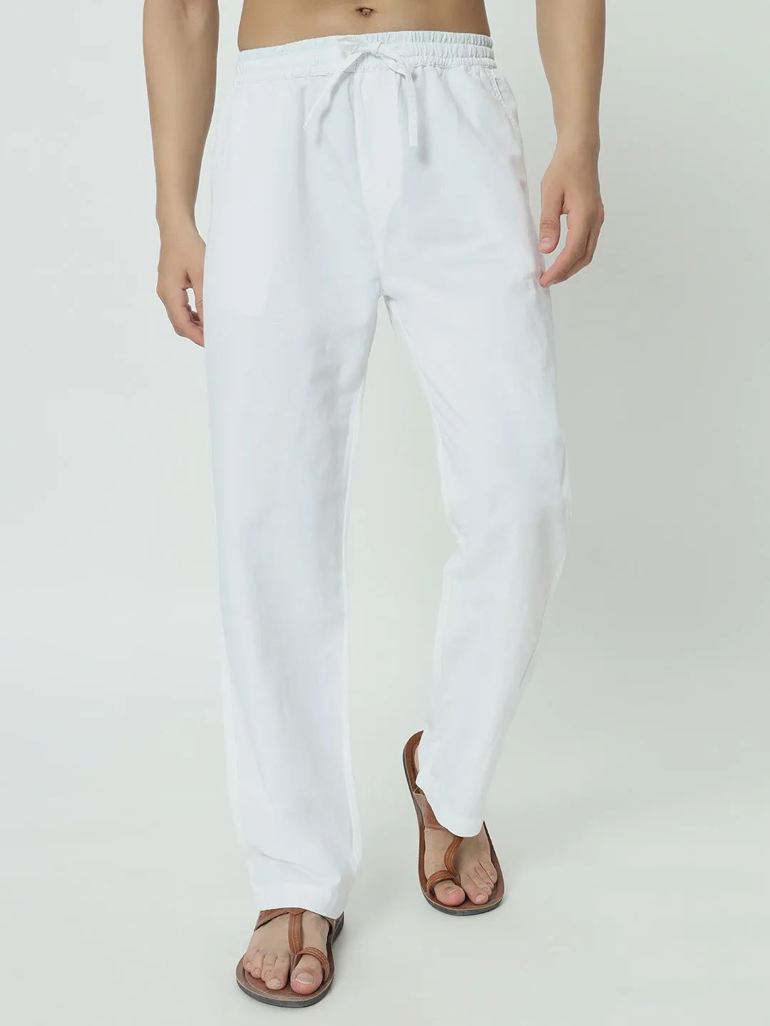 SAINTJONES-WHITE LINEN PANTS